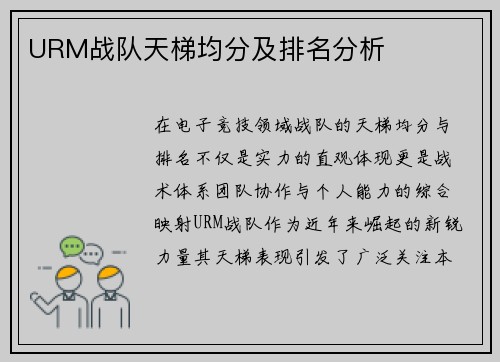 URM战队天梯均分及排名分析
